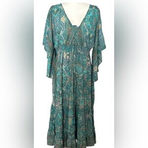 Boemo maxi long Paisant Paisley Teal Dress size L